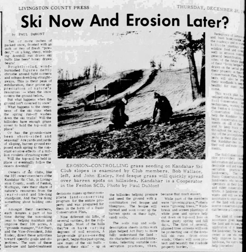 Kandahar Ski Club (Summit Ski Club) - Dec 28 1967 Article On Erosion (newer photo)